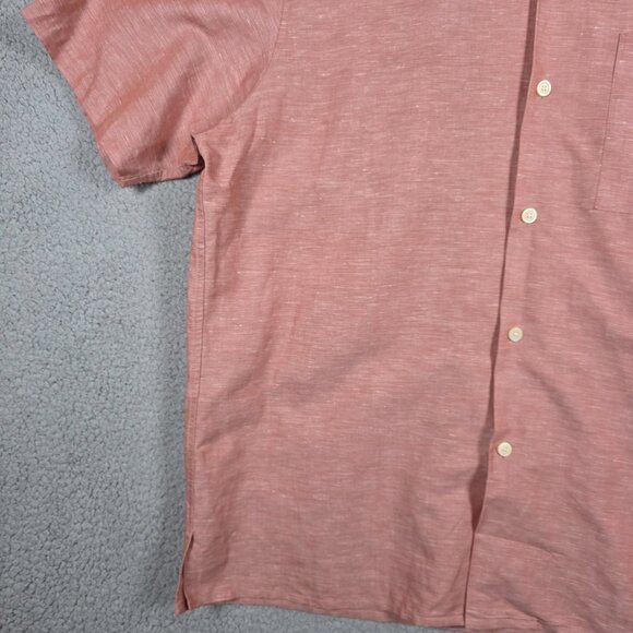Uniqlo Shirt Mens SIze XL Dusty Pink Open Camp Collar Linen Blend Boxy Relaxed - Picture 4 of 10